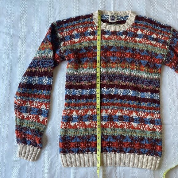 Vintage Hand Knit Sweater Saks Fifth Avenue Linen Cotton Colorful - Picture 4 of 6
